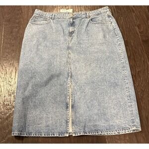 The Drop Dixon‎ Womens Size 3X Denim Jean Skirt Front Slit Medium Indigo NEW